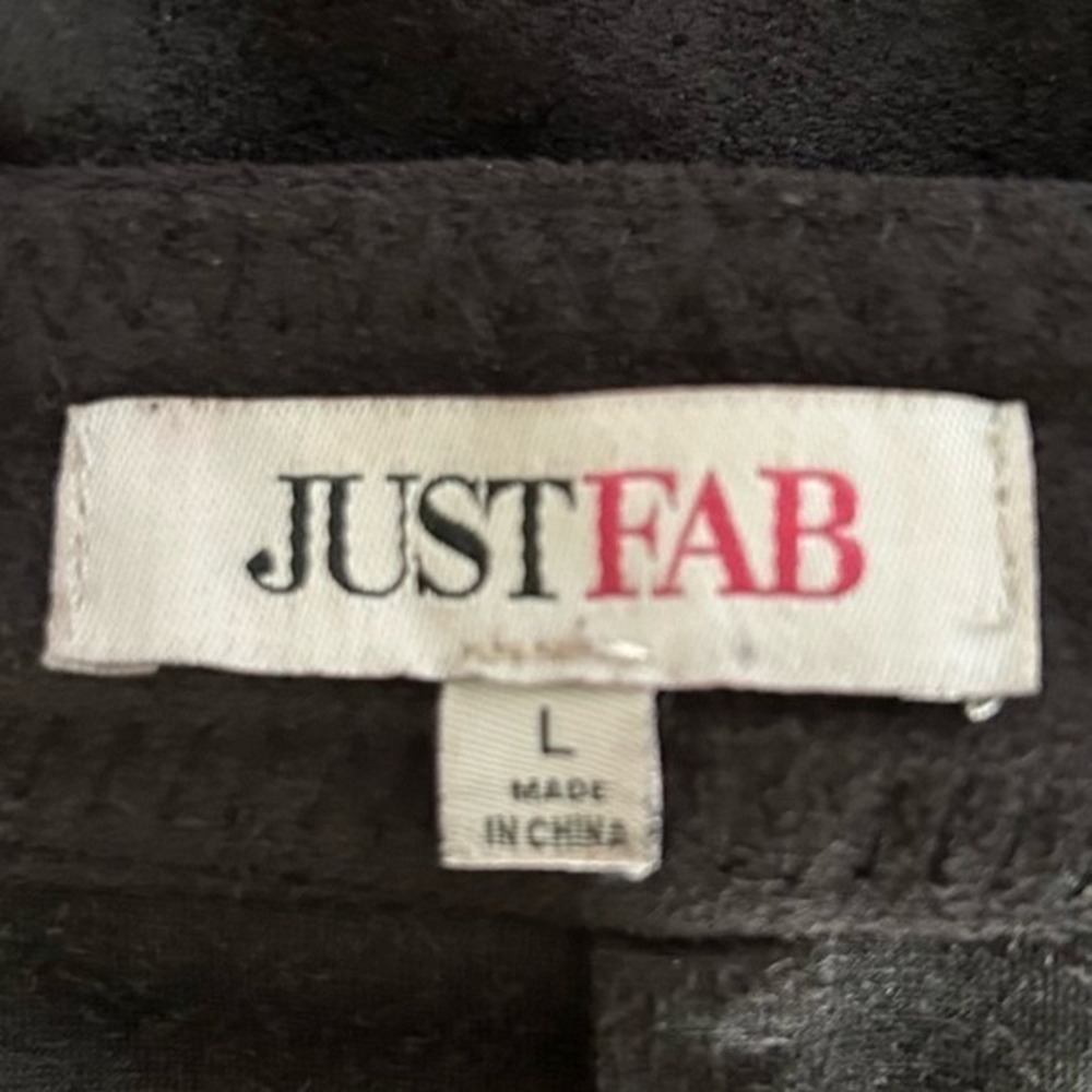 JUSTFAB Womens Size Large Black Faux Suede Skirt Midi Knee Length Front Slit Y2K - Picture 2 of 14